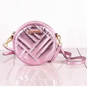 Michael Kors Vivianne Canteen Quilted Leather Crossbody Bag, Metallic Pink, 7"